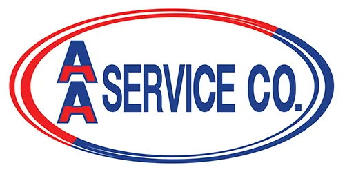 Logo of AAA Service Co., featuring large red and blue letters "AAA" and "SERVICE CO." in blue within an oval border of red and blue.