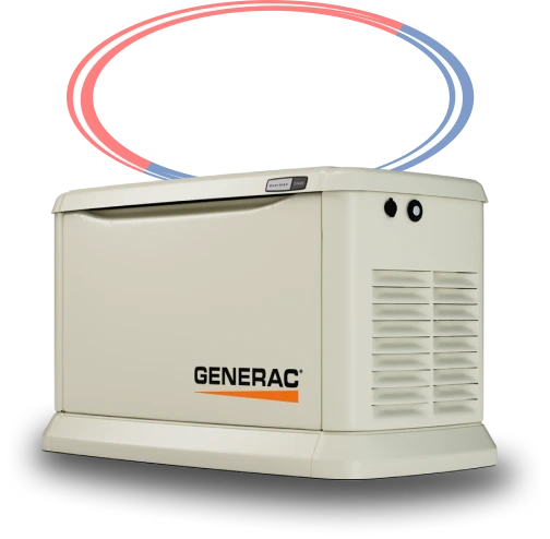 Generac Standby Generator With Company Logo And Tagline.