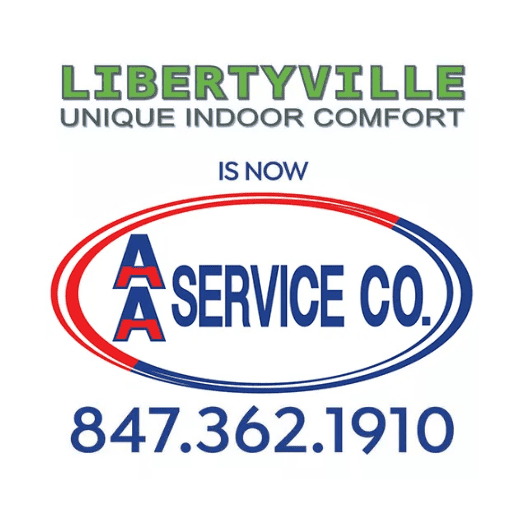 Logo Announcing Libertyville Unique Indoor Comfort Is Now Aa Service Co., With Their Phone Number 847-362-1910 In Blue And Red Text. Learn More About Us And Our New Name.