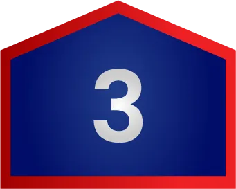 A Blue Pentagon With A Red Border Contains A Large White Number 3 In The Center, Representing Step Three In The Hvac Financing Process.