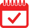 Red Calendar Icon With A Large Check Mark In The Center, Symbolizing A Scheduled Or Completed Aa Service Event.